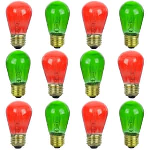11-Watt S14 Incandescent Colored Green and Red Combo Pack Party Bulbs Dimmable Mercury Free Light Bulb (12-Pack)