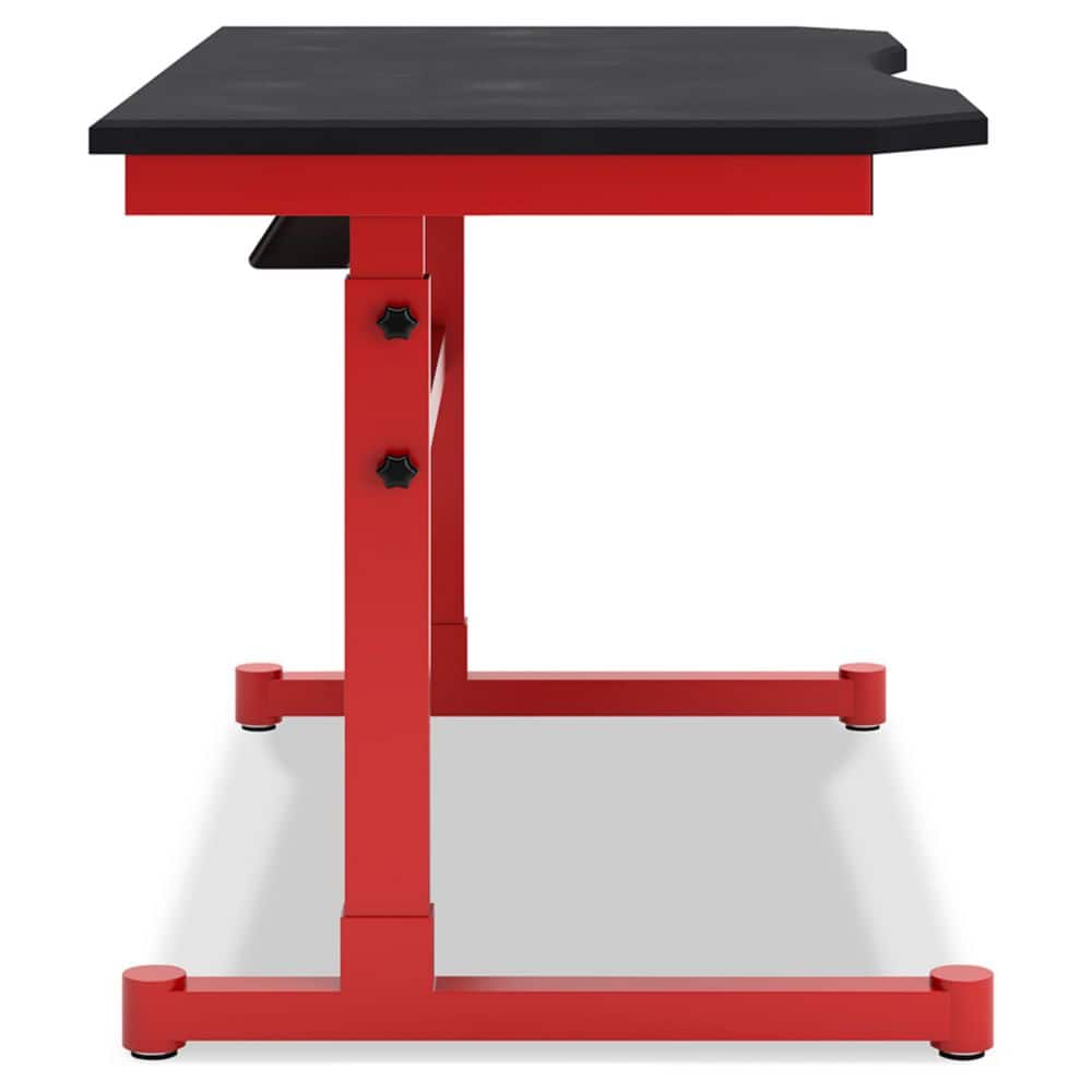 Red and Black Adjustable Height Gaming Desk with Power Outlet