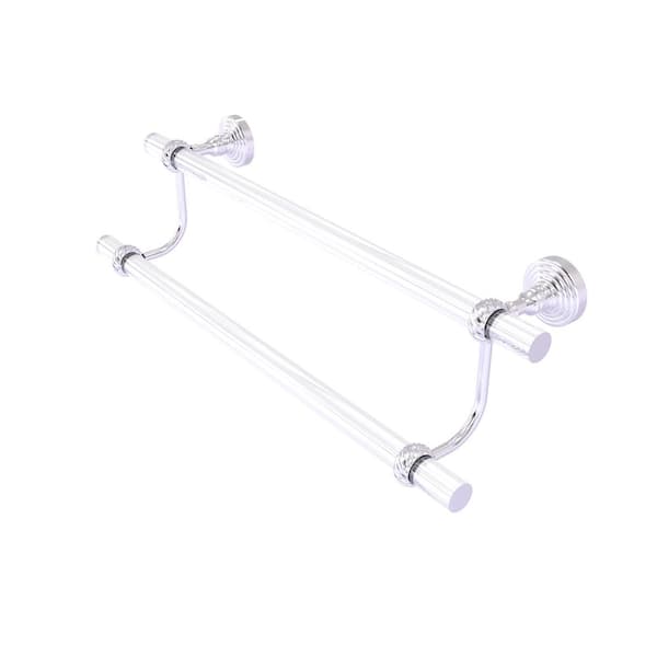 Allied Brass Pacific Grove Collection 30 in. Wall Mounted Double Towel Bar with Twisted Accents in Satin Chrome