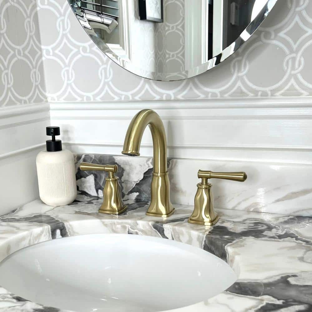 Aurora Champagne Gold Brass Widespread Bathroom Faucet