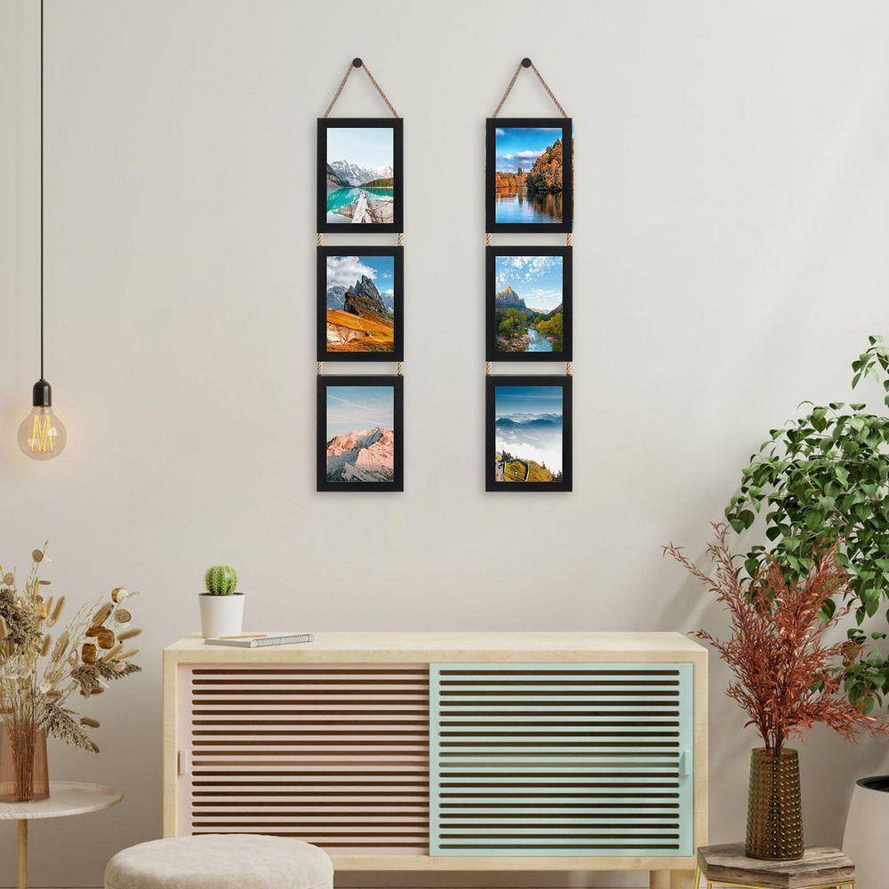 5 x 7 Black Collage Picture Frames Set, Vertical Hanging Photo