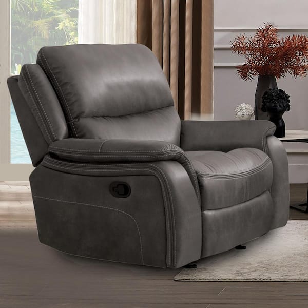 Furniture of America Dinne Dark Gray Polyester Power Recliner with Armrest