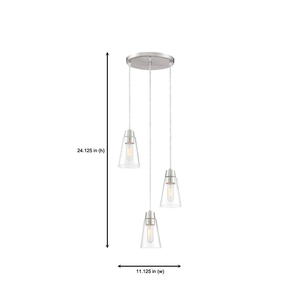 Echo Satin Platinum 3-Light Mini Pendant with Clear Glass