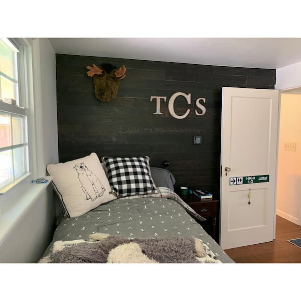 1/8 in. x 4 in. x 12-42 in. Peel and Stick Black Wooden Decorative Wall Paneling (10 sq. ft./Box)