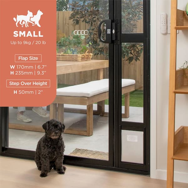 Hakuna Pets Black Glass Patio Pet Door, Small 5078 - The Home Depot