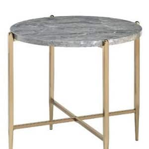 Valerie 26 in. Champagne Round Particle Board End Table