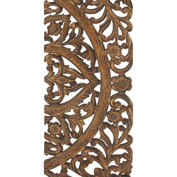 Litton Lane 36 In X 12 Carved Botanical Medallion Framed Wooden Wall Art Set Of 3 14404 The Home Depot - Carved Wood Wall Art India Litton Lane 36 In X 12 Carved Botanical Medallion Framed Wooden Wall Art Set Of 3 14404 The Home Depot - Carved Wood Wall Art India