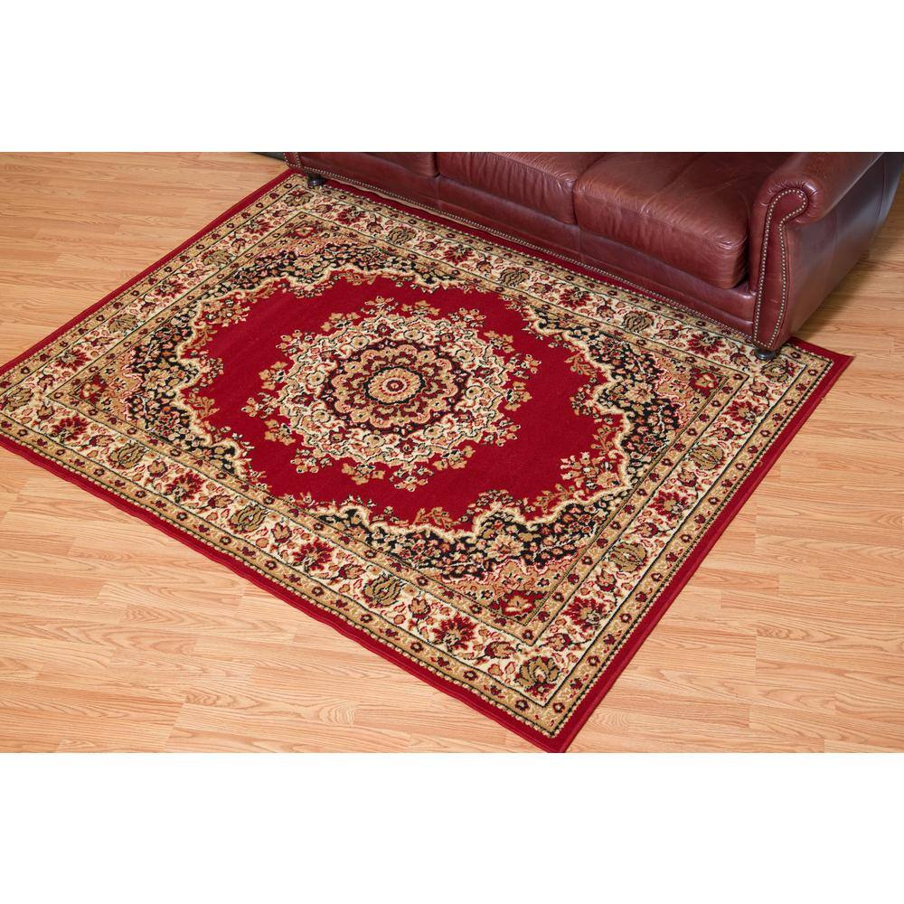 Red Oriental Synthetic Rectangular Area Rug 8' x 11'