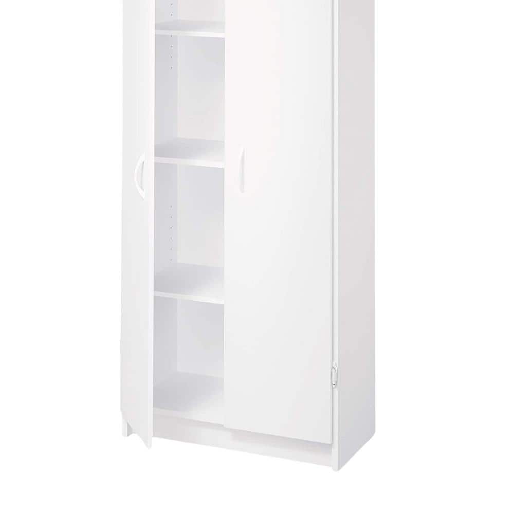 White Freestanding 4-Shelf Pantry Cabinet with Adjustable Shelves