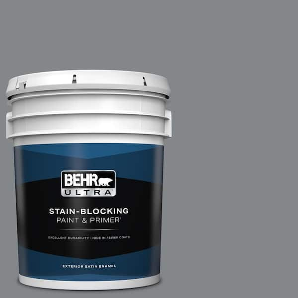 BEHR ULTRA 5 gal. #N500-5 Magnetic Gray color Satin Enamel Exterior Paint & Primer