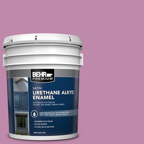 BEHR PREMIUM 5 gal. #M120-5 Rosy Urethane Alkyd Satin Enamel Interior/Exterior Paint