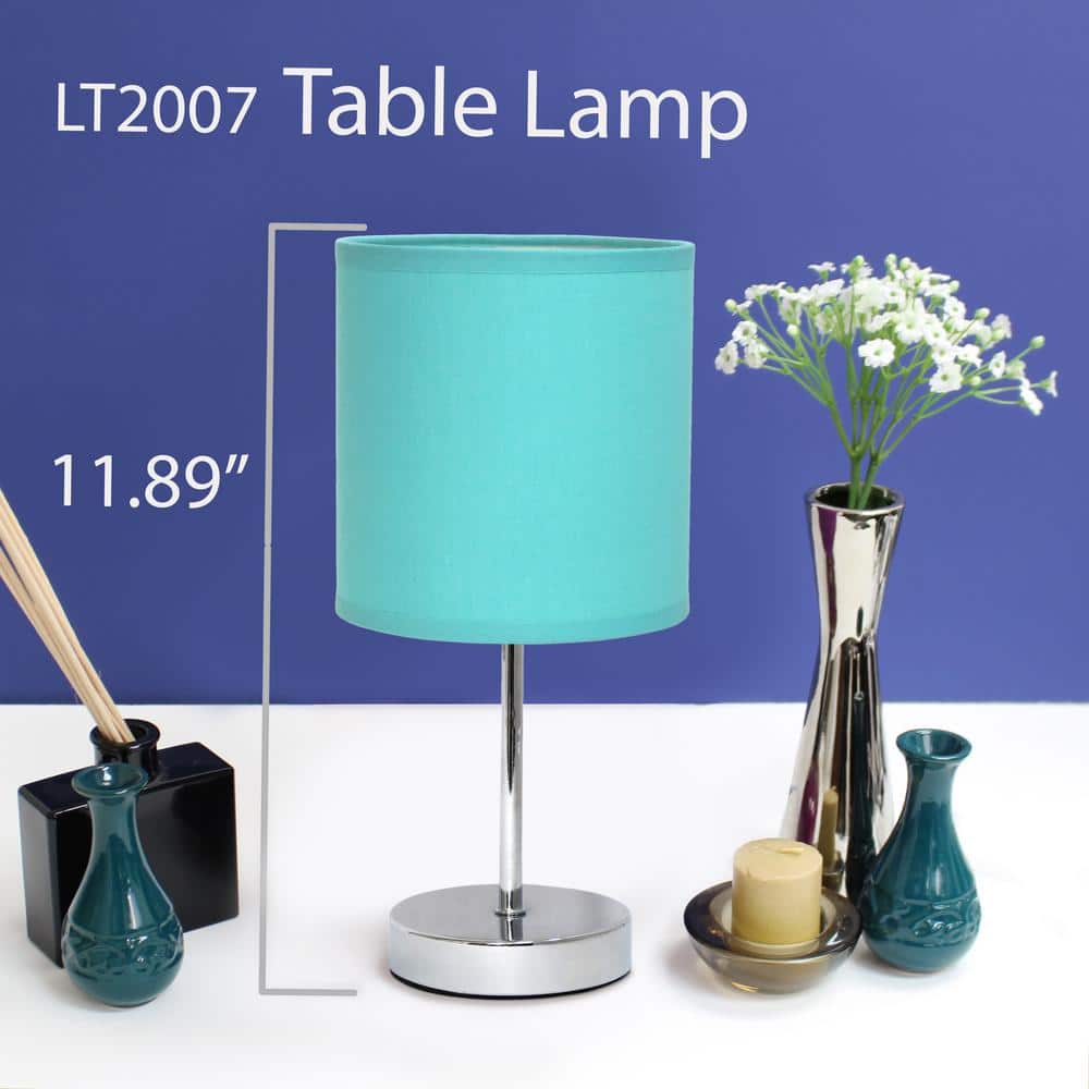 Blue Chrome Mini Table Lamp Set with Fabric Shades