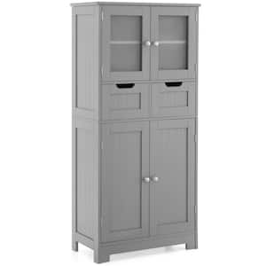 23.5 in. W x 12 in. D x 50.5 in. H Gray Linen Cabinet with Drawer