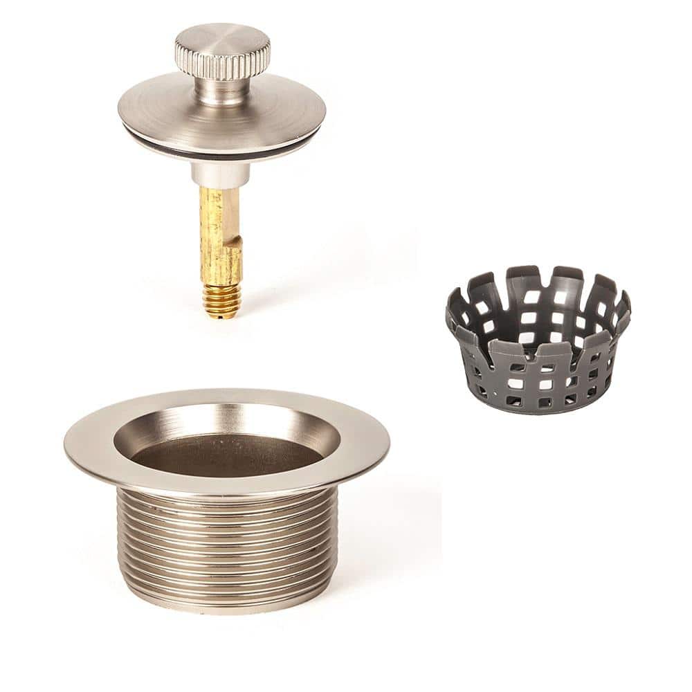 Brushed Nickel Lift Turn Bathtub Drain Assembly with Strainer