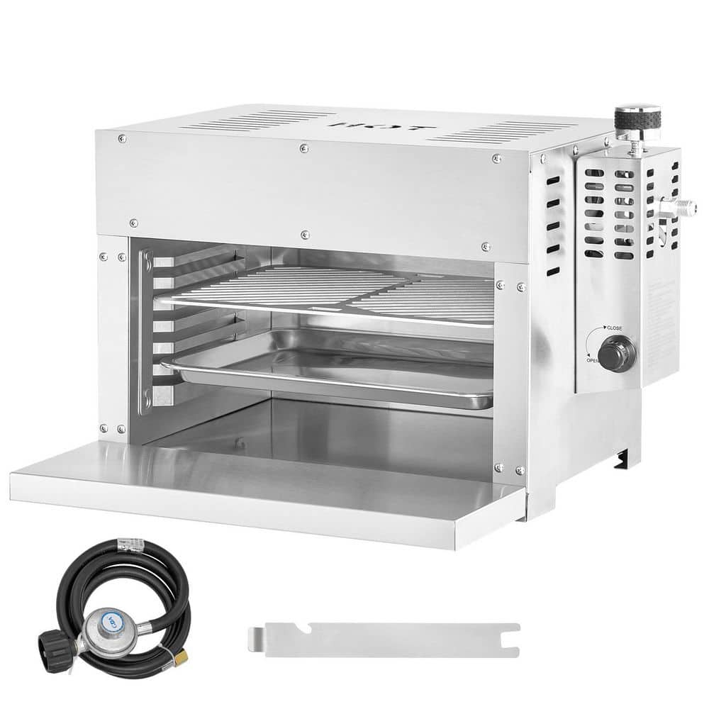 Propane Steak Grill, Portable Propane Grill in Stainless Steel, 6-Tier Stainless Steel Rack for BBQ, Outdoor Picnic