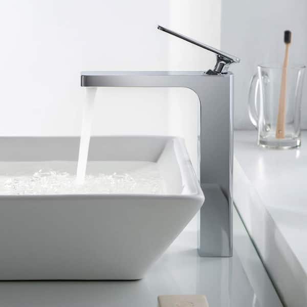 Single Hole Infinity Single Handle Bathroom Vessel Sink Faucet with Pop Up Drain in Chrome