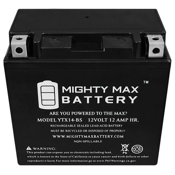 Mighty Max Battery YTX14-BSGEL Replaces Suzuki 400 LT-A400 King Quad 16 With 12v 2a Charger Max3836357-198384
