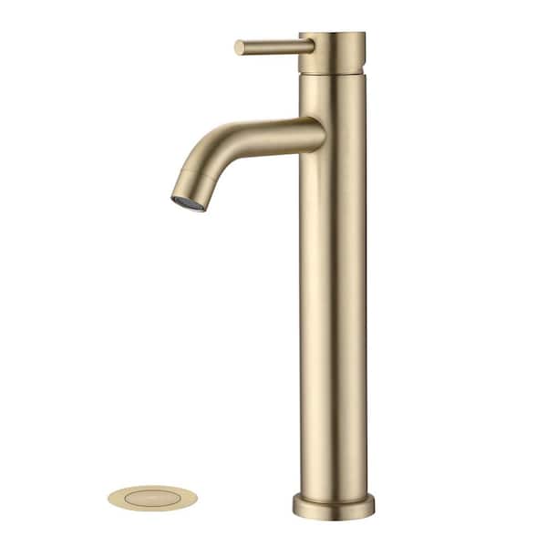 Miscool Boger Single Handle Single Hole Bathroom Faucet with Pop-Up Drain in Brushed Gold