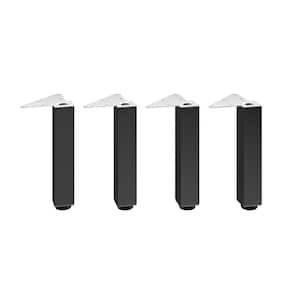 9 13/16 in. (250 mm) Matte Black Metal Square Furniture Leg with Leveling Glide (4-Pack)