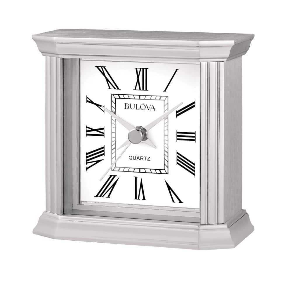 Wilton Petite Silver Metal Table Clock with Quartz Movement