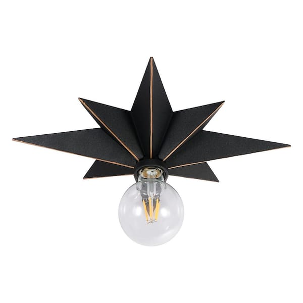 Tatahance 16 in. 1-Light Black Metal Flush Mount Star