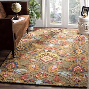 Blossom Green/Multi 3 ft. x 3 ft. Geometric Floral Square Area Rug