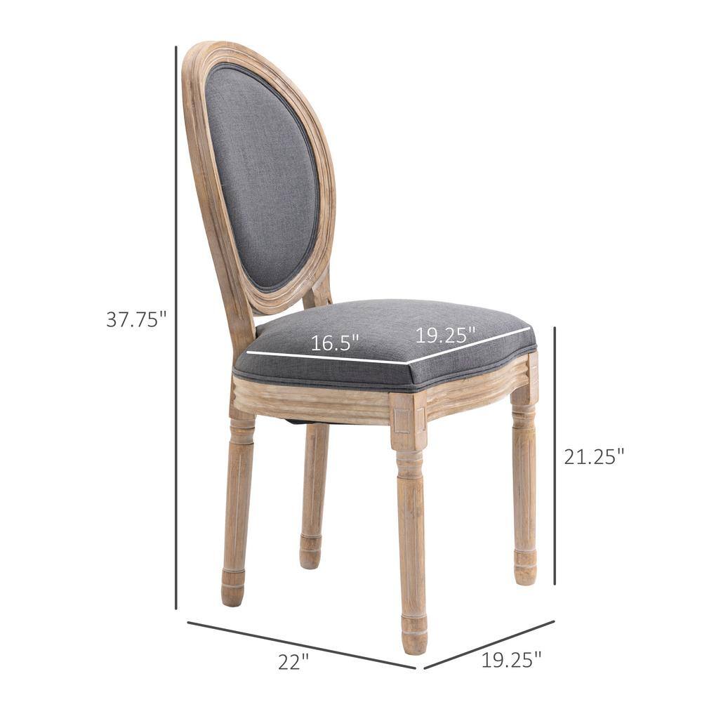 Elegant Gray Linen Upholstered Parsons Side Chair with Wood Accents