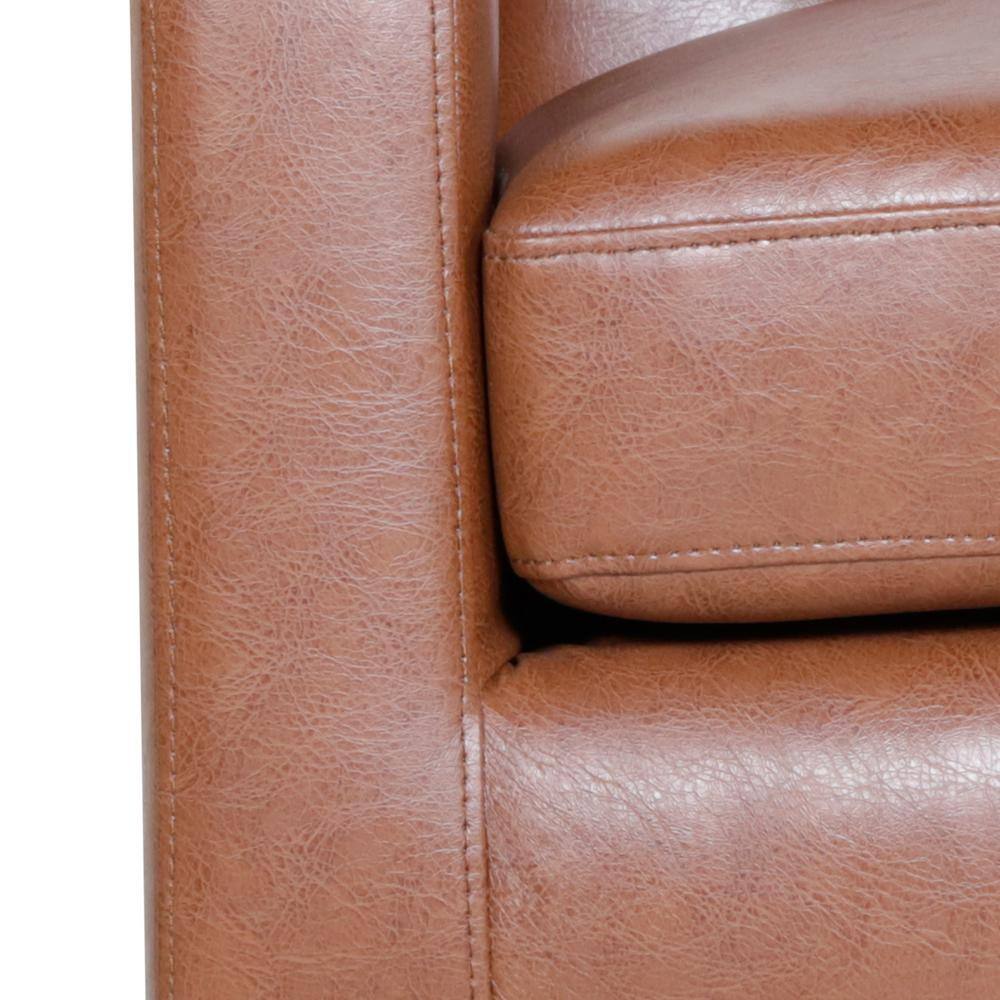 Espresso and Cognac Brown Faux Leather Accent Chair with Tufted Detail