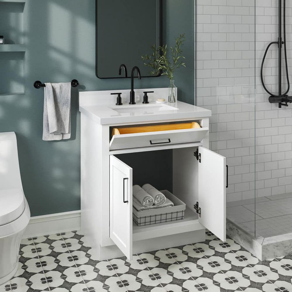 Hepburn 31" White Hardwood Freestanding Single Vanity Set