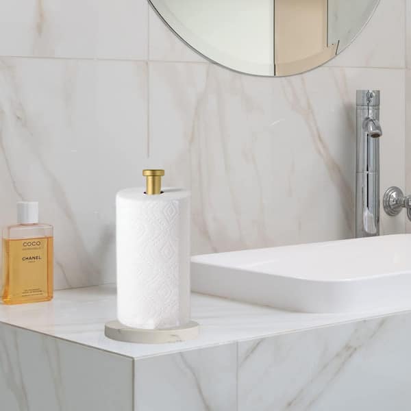 TONLEA Bamboo Paper Towel Holder - Countertop Stand With Non-Slip Base For Kitchen & Bathroom