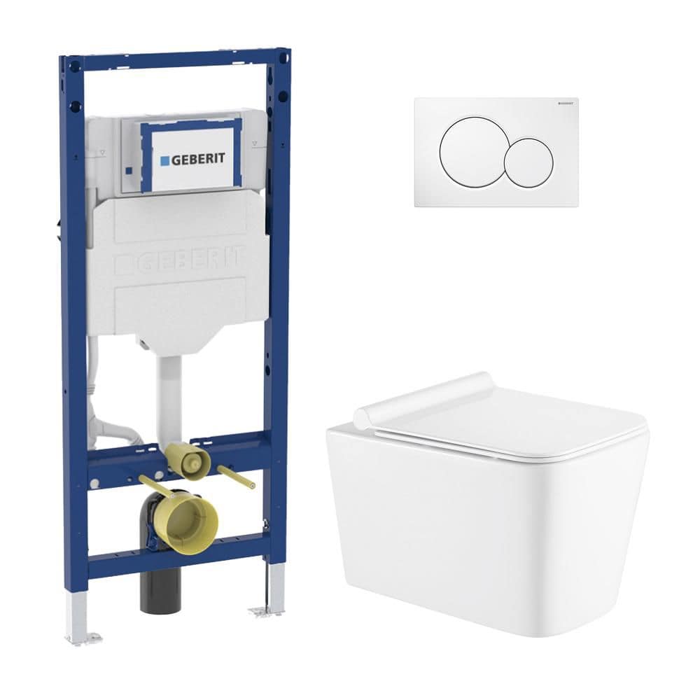 2-Piece 0.8/1.6 GPF Dual Flush Baxter Square Toilet in White with 2 in. x 6 in. Concealed Tank and Plate, Seat Included price history on PriceWatchPro