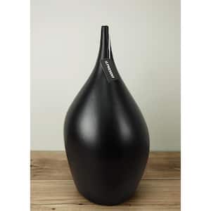15.5 in. Height Black Mattte Dame Ceramic Vase