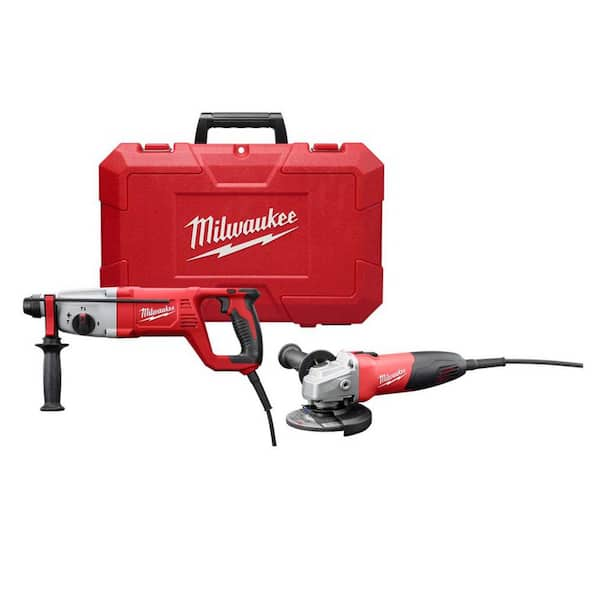 Milwaukee 8 Amp Corded 1 in. SDS D-Handle Rotary Hammer w/7 Amp Corded  4-1/2 in. Small Angle Grinder with Sliding Lock-On Switch 5262-21-6130-33 -  The Home Depot