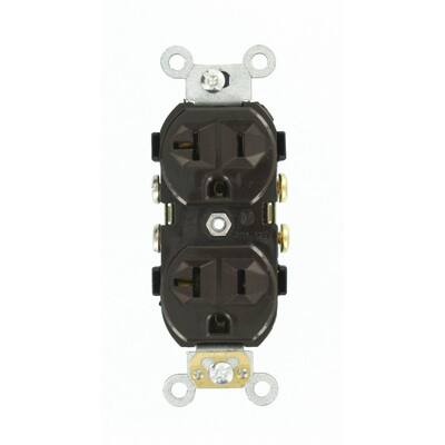 125 Volt Self Grounding Straight Blade Commercial Grade Brown Narrow Body Duplex Receptacle Leviton BR20 20 Amp 