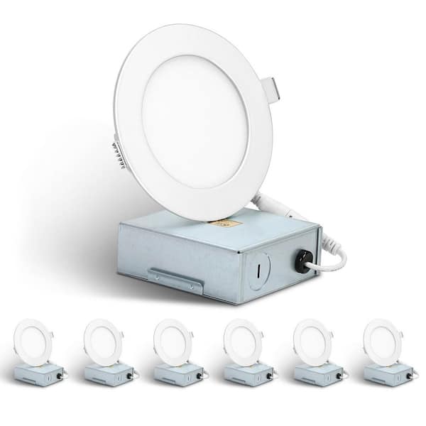 4 in. 750 Lumen 10W, 5000K Daylight White, Canless Ultra-Thin Dimmable Integrated LED Recessed Light Trim (6-Pack)
