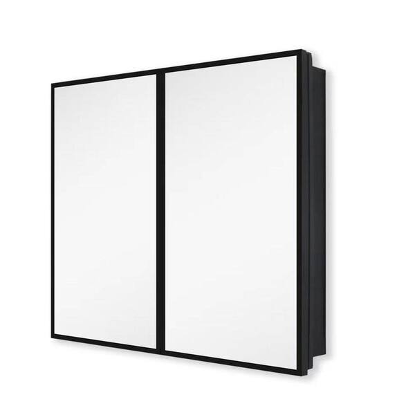 30 in. W x 26 in Farmhouse Rectangular Black Metal Recessed or Surface