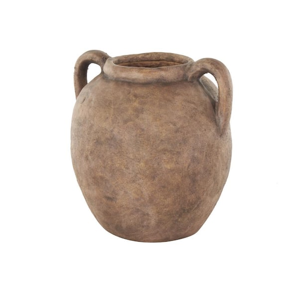 Litton Lane Copper Antique Style Textured Ceramic Decorative Vase with Handles