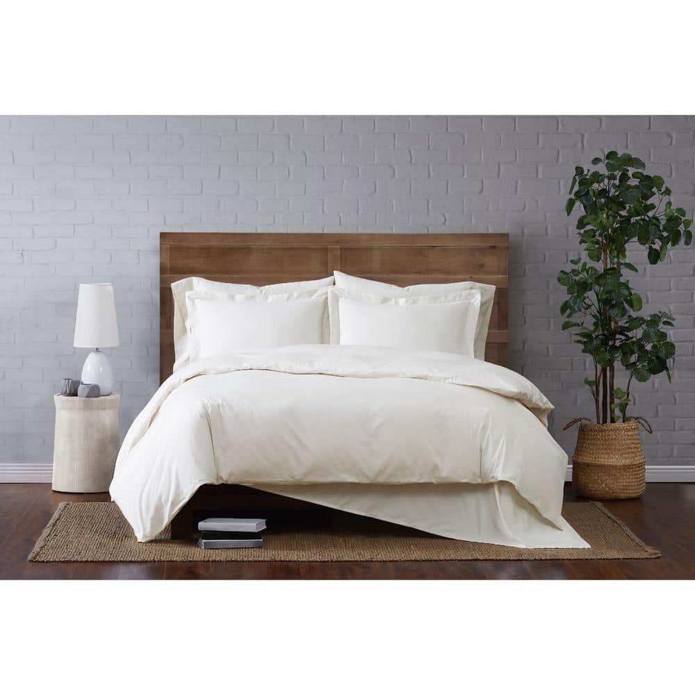 Ivory Cotton Full/Queen Bedspread Cover with Shams