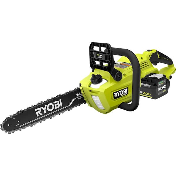 RYOBI 40V HP Brushless 14 in. Electric Battery Chainsaw and Extra Chain  with 4.0 Ah Battery and Charger RY405100-AC - The Home Depot