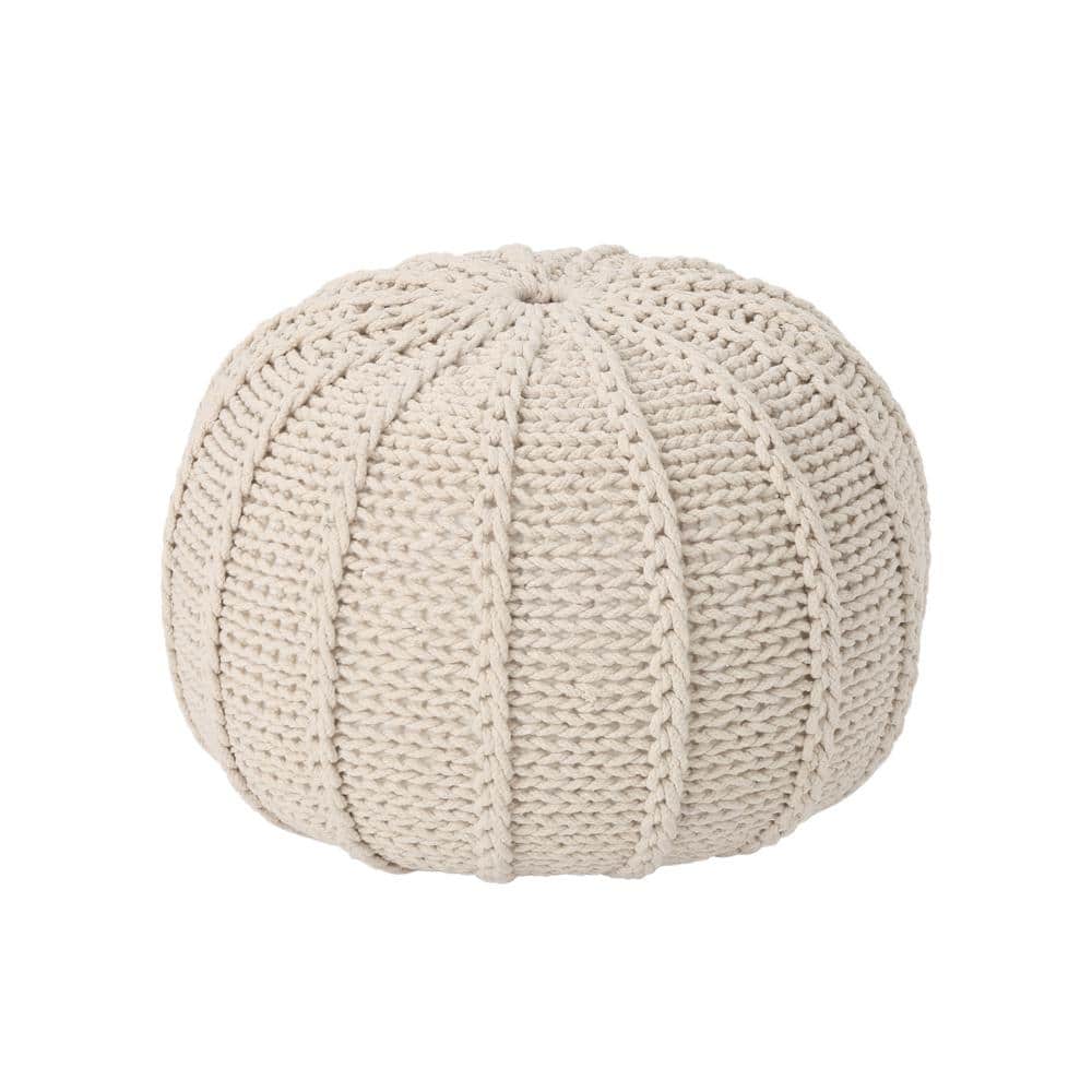 Winter Hot Seller Beige Cotton Round Pouf No Assembly Required for Living R