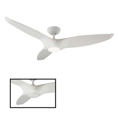 Morpheus III 60 in. LED Indoor/Outdoor Gloss White 3-Blade Smart Ceiling Fan with 3000K Light Kit and Wall Control