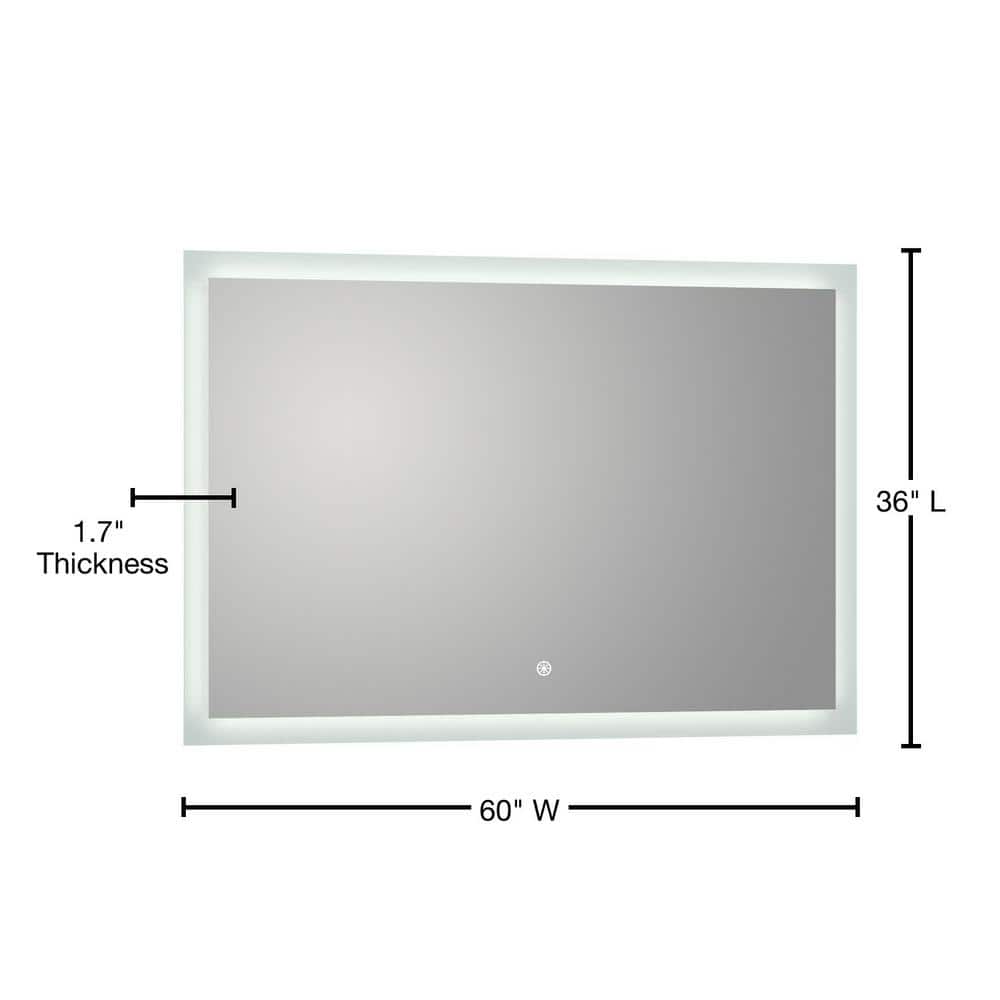 Arpella 60" Silver LED Backlit Vanity Bathroom Mirror with Dimmer