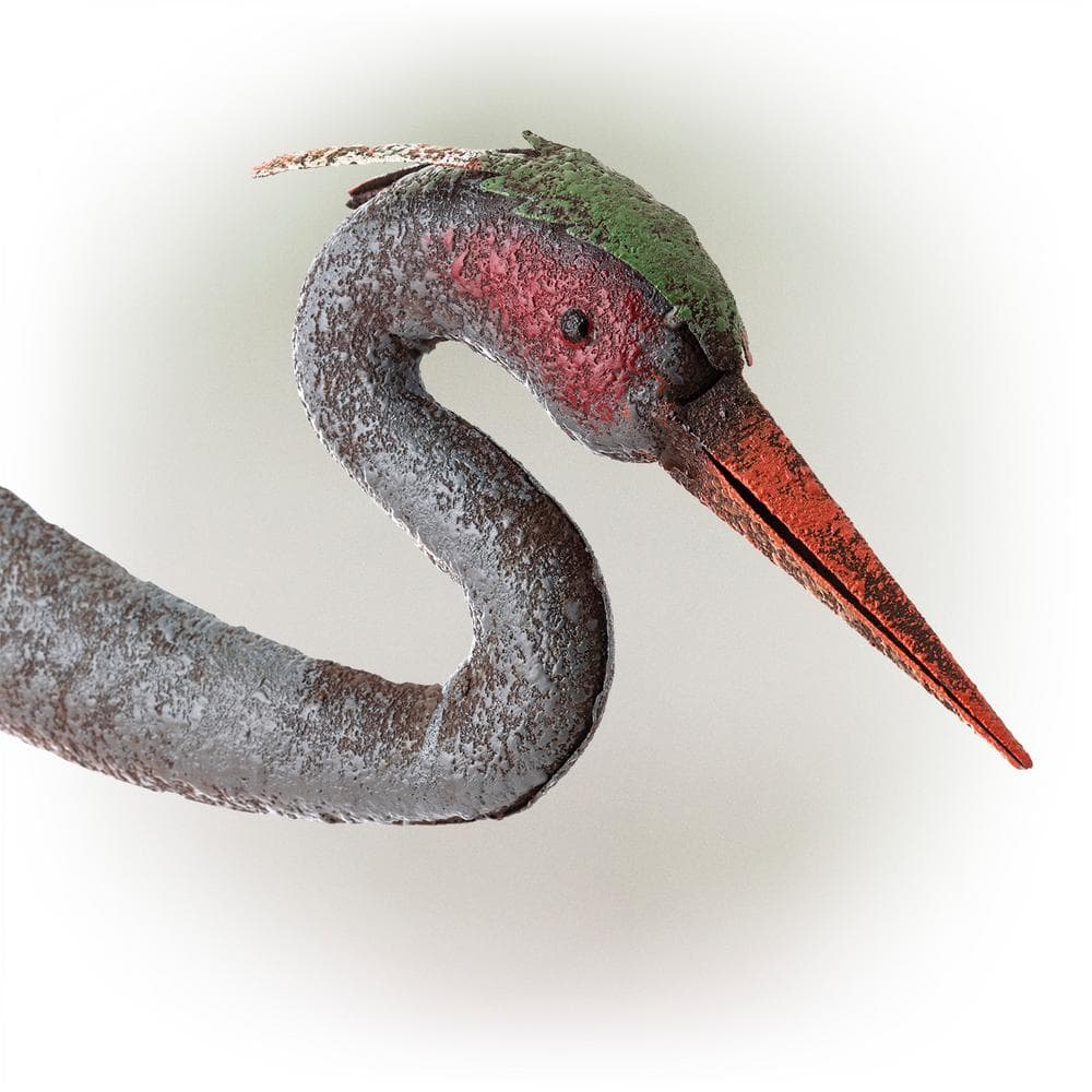 30" Multicolor Rustic Metal Crane Garden Statue