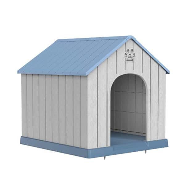 Blue Waterproof Dog House with Air Vents and Elevated Floor for Small to Large Sized Dogs