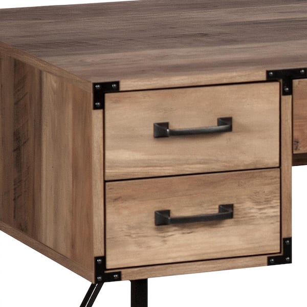 Saint Birch Cambridge 59 in. Brown Wood Pedestal Desk