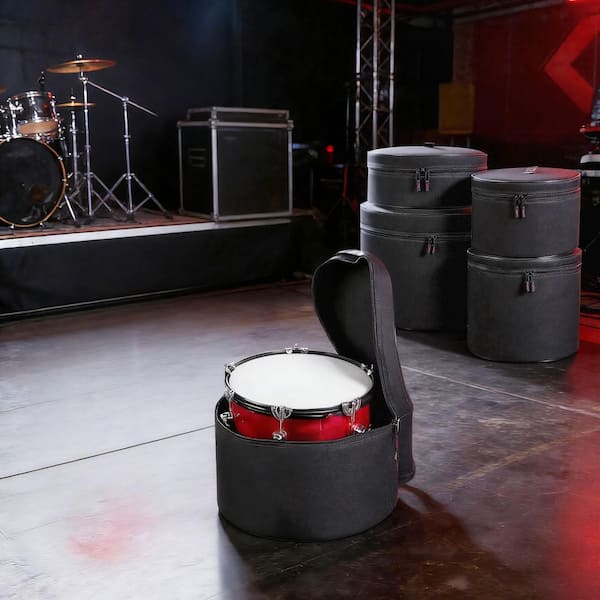 5-Piece Drum Case Set, 600D Padded Drum Bags, Thick Padding, Lightweight Protective Covers Briefcase, Black