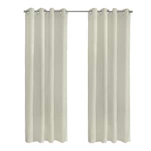 Boucle Off-White Polyester Raised Slub Textured 52 in. W x 95 in. L Grommet Indoor Sheer Curtain (Single Panel)
