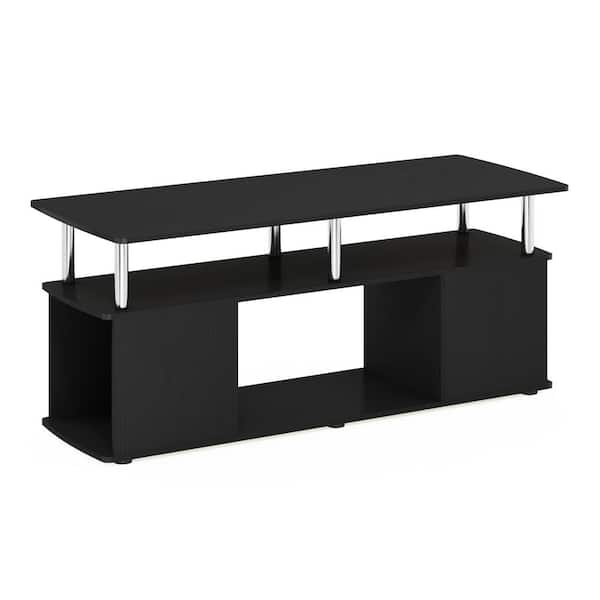 Furinno Jaya 47.2 in. Americano/Stainless Steel Large Rectangle Wood Coffee Table with Shelf