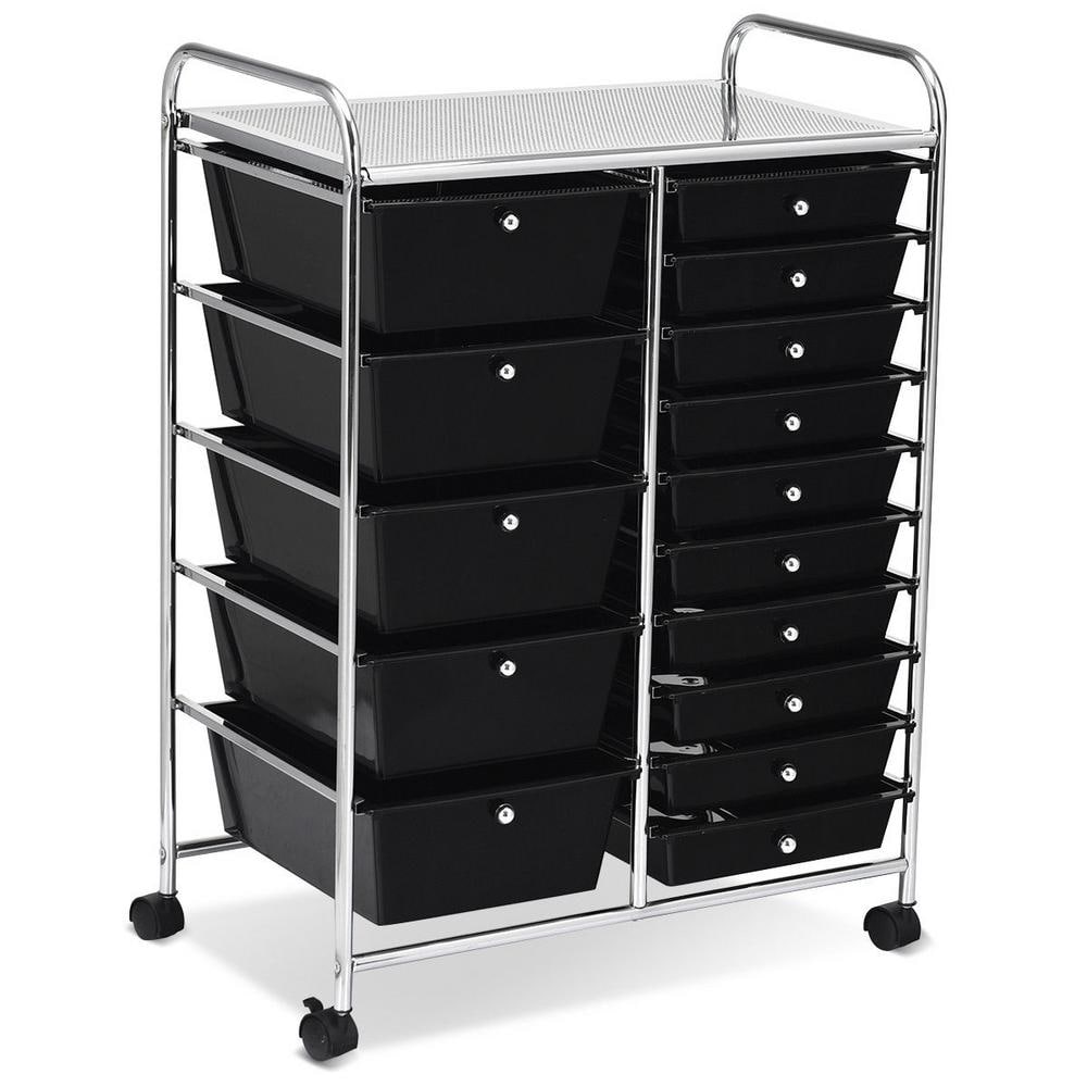 Storage Drawer Carts, 20-Drawer Organizer with 4 Drawers 2 Shelves  Multipurpose Rolling Utility Cart for Entryway,Bathroom,Black