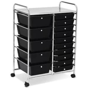 5-Tier Utility Cart with Lockable Wheels - Multipurpose Storage and Craft Organizer  Cart for Bathroom, Laundry, Kitchen - Book, Art, Makeup, Diaper Cart in  Black - Yahoo Shopping